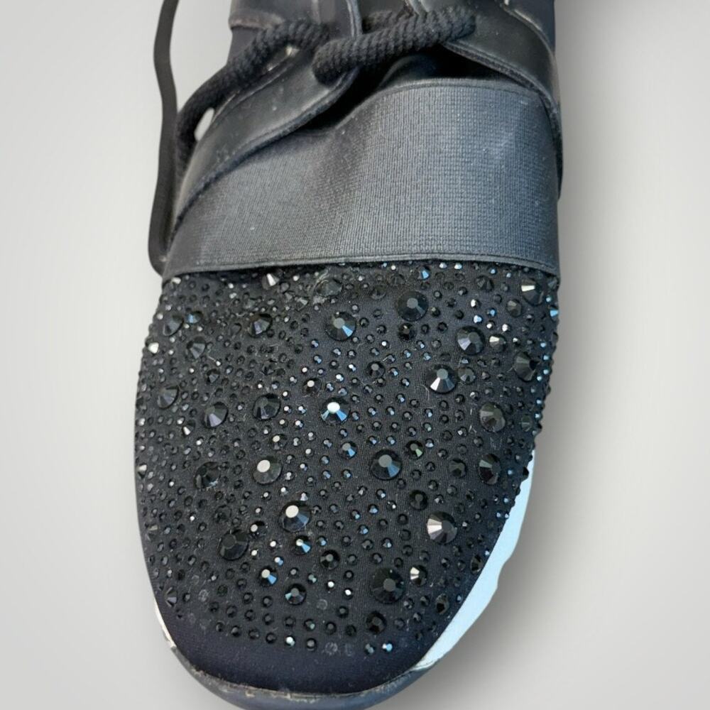 Carvela Lament Bling Black Fashion Sneaker Shoes US 10 EU 41 Rhinestone Studs - Picture 8 of 10